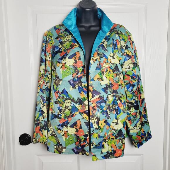 Grace Chuang Jacket Womens Medium Reversible Abstract Floral Artsy MCM Statement - Picture 1 of 12